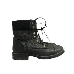 Steve Madden Zofie Whimsigoth Black Leather Lace Up Boots Zip Side 6M Lined